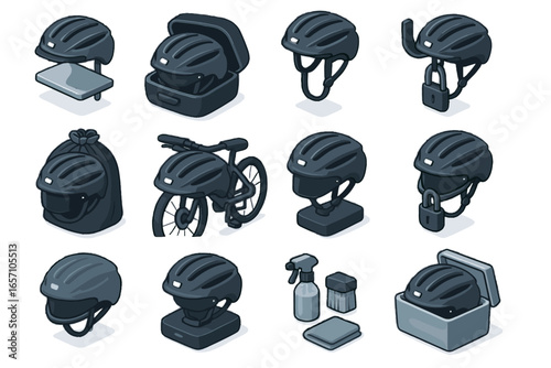 Kit protective storage cover icon vector charging hook smart station helmet shelf