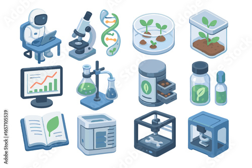 Hormone data microscope tools chart space icon scientific sample vector farming seed