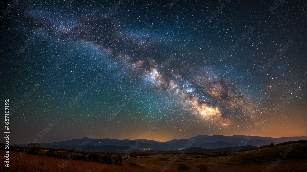 Fototapeta premium Milky Way Galaxy over Majestic Mountains