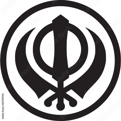 Khanda symbol isolated on white background, representing sikhism, a religion of faith, spirituality, and the khalsa, with swords and a circle