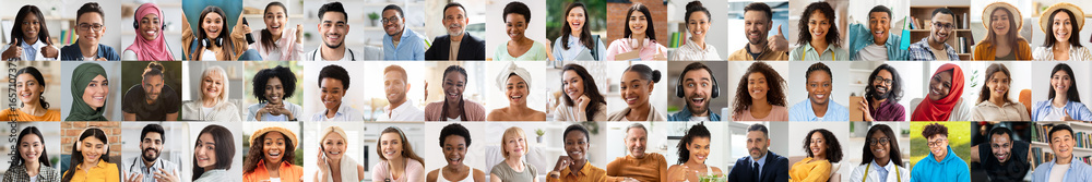 © Prostock-studio - This vibrant collection showcases diverse individuals smiling and engaging in various activities, reflecting a joyful celebration of multiethnic lifestyles and unity in a lively environment.