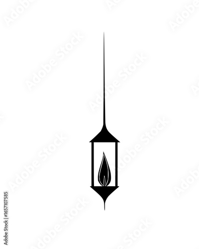 Elegant lantern with a flickering flame, , creating a warm and inviting ambiance with its vintage design and classic style vector art drawing