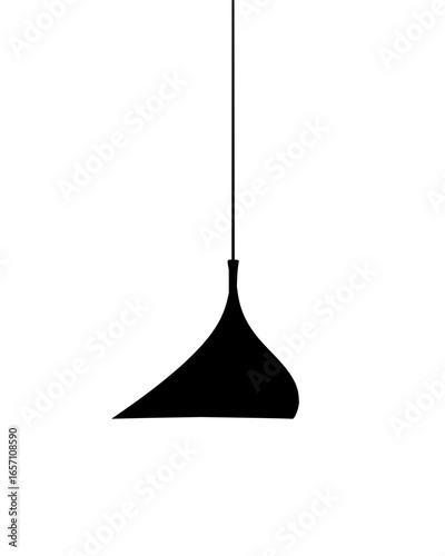 Black pendant lamp silhouette, a modern and minimalist design element for interior decoration and home lighting fixture vector art drawing