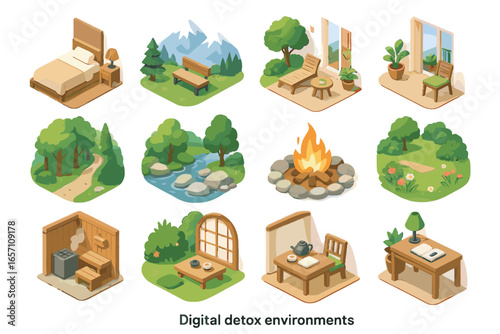 Tea bedroom garden quiet digital environments vector sunny peaceful desk campfire detox