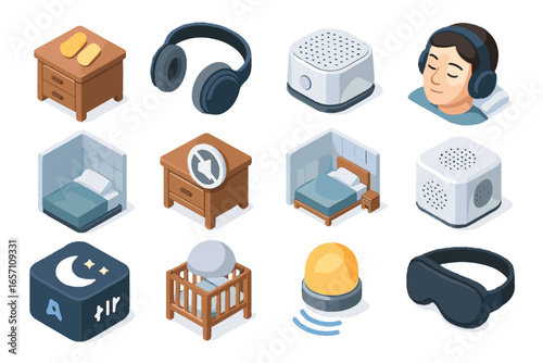 Headphones app vector speaker icon walls sleeping white sleep cancelation canopy noise