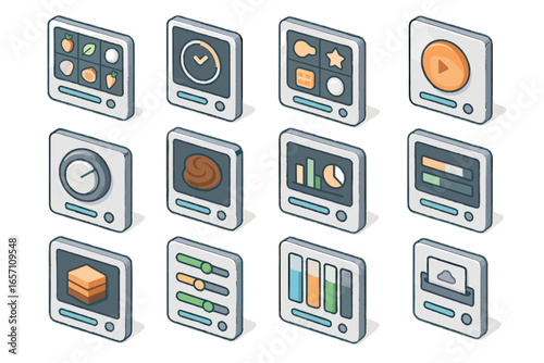 Icon interfaces printer cartridge selector temperature button dial bar panel food display