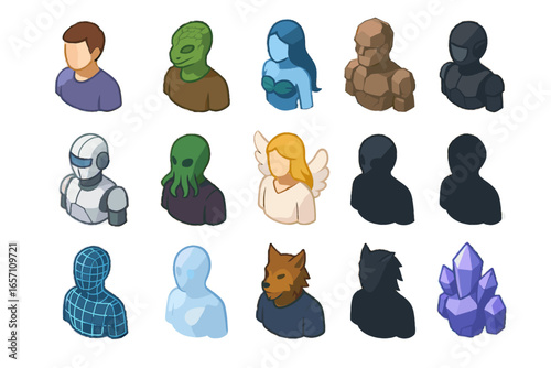 Ghost skin icon holographic icons metaverse vector type shadow tone robotic avatar