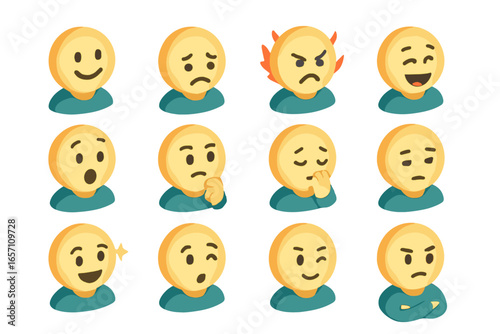 Icons shy grid surprise vector wink icon replacement emoji emotion sad thinking