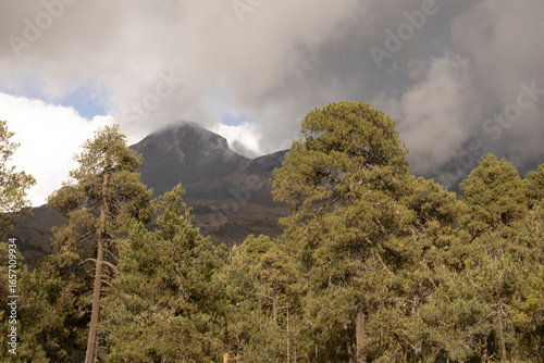 view of Iztaccihuatl volcano from Nahualac lagoon
