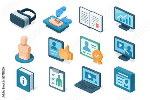 Patient remote roles surgery vector technician nurse system support medical emergency icon
