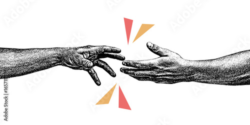 Tableau sur toile Helping Hands reaching out gesture