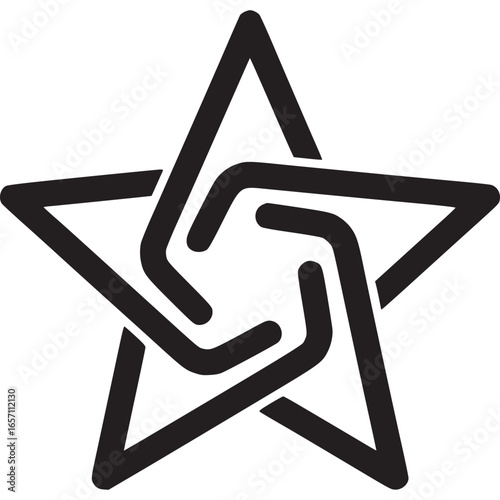 Abstract star pentagram knot isolated on white background geometric shape of magic, occult, and spiritual sign vector illustration for design or tattoo