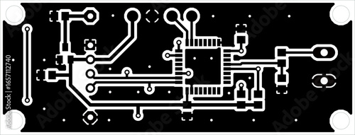 Tracing conductors of printed circuit board
of electronic device. Vector engineering 
drawing of pcb design. Electric background.
Computer technic cad design.