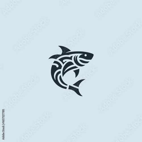 Abstract shark logo in modern and clean minimalist style.