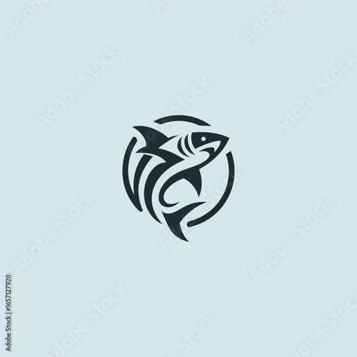 Abstract shark logo in modern and clean minimalist style.