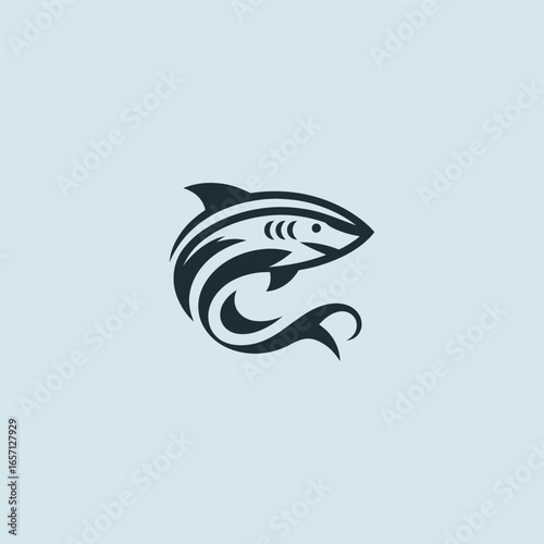 Abstract shark logo in modern and clean minimalist style.