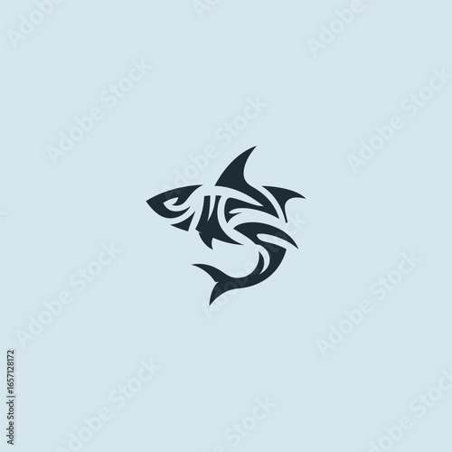 Abstract shark logo in modern and clean minimalist style.