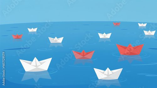 paper boat on the sea