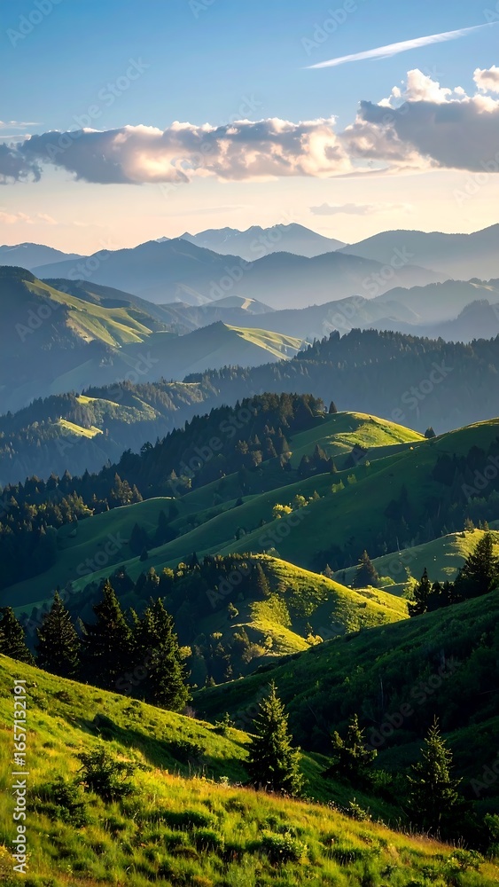 Fototapeta premium Scenic mountain vista at sunset