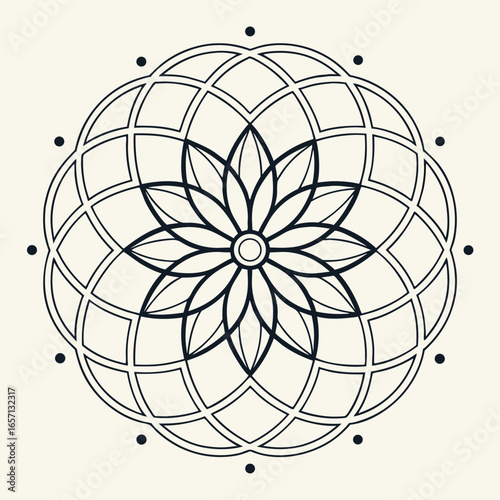 Modern minimalist mandala vector design with geometric patterns and vibrant color options
