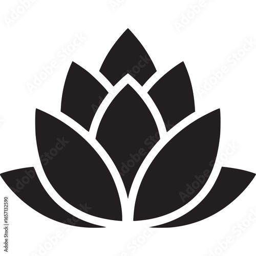 Lotus flower icon isolated on white background, a symbol of purity, enlightenment, and rebirth in various cultures and spiritual traditions