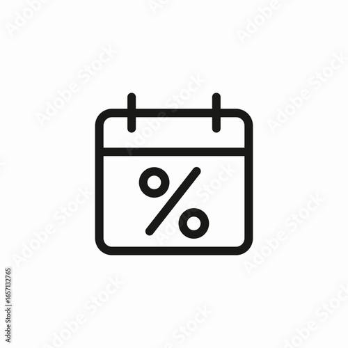 calendar with percent icon sign vector