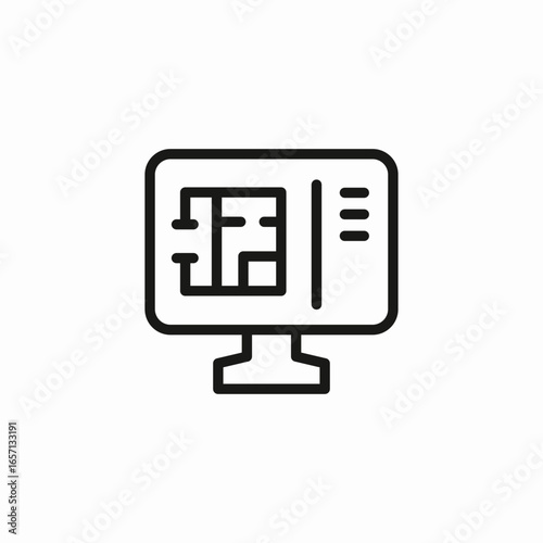 computer house plan icon sign vector