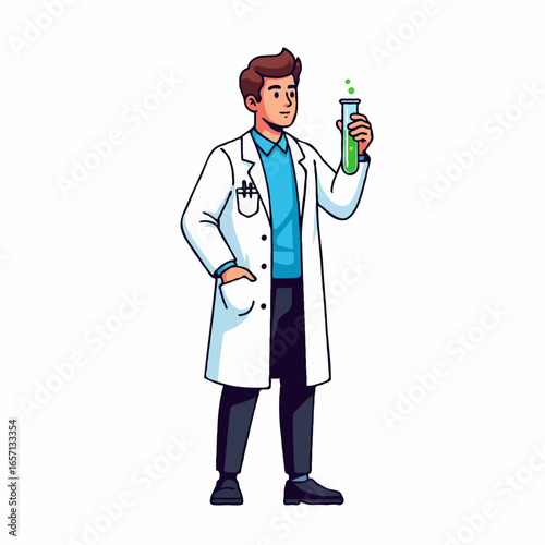Scientist Conducting Scientific Research Vector Illustration