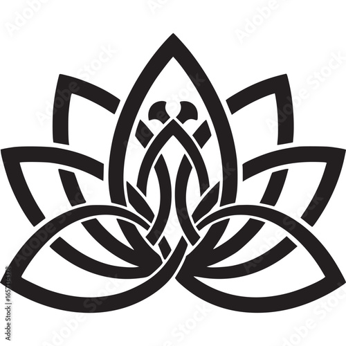 Elegant lotus flower vector illustration isolated on white background, perfect for yoga studio logo, spa or any spiritual design project