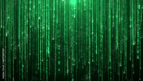green matrix effect digital rain falling data stream background