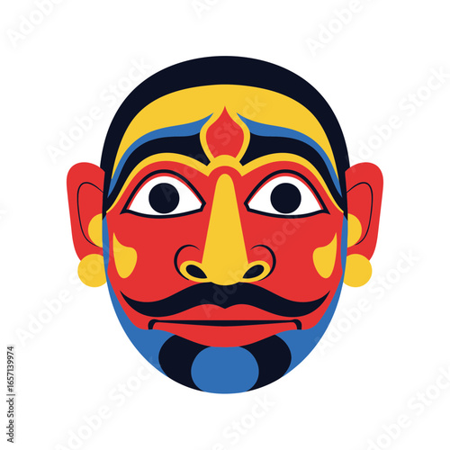 Colorful traditional mask with expressive facial features.