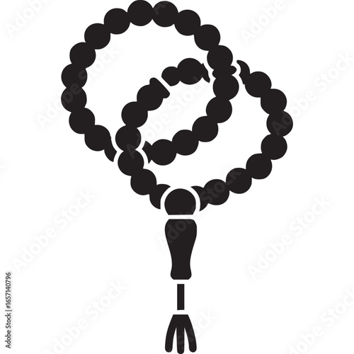 Islamic tasbih prayer beads isolated on white background, a symbol of faith and spirituality, perfect for religious and cultural designs