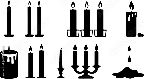 Candle Icons Set – Silhouette Vector Collection of black silhouette candle icons in different styles

