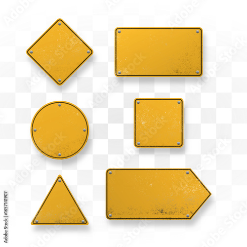 empty rusty yellow sign set