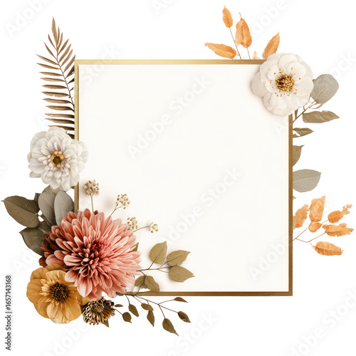 Square frame with decorative flowers and leaves