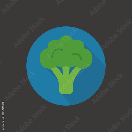Fresh Broccoli Vegetable Icon in Flat Style