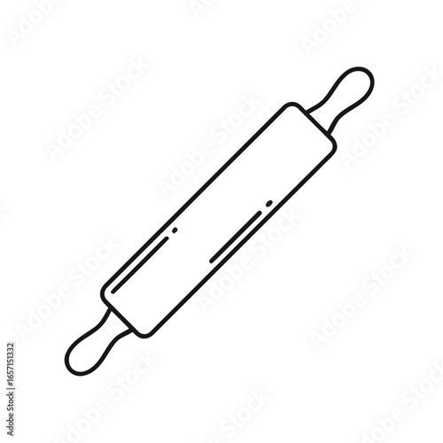 Rolling pin with handle outline drawing for cooking and baking preparation