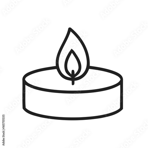 Minimalist Candlelight: Simple Tealight Candle with Flame Vector Icon Isolated