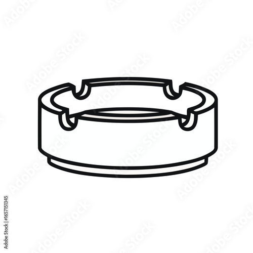 Outline of Circular Ashtray with Indentations on a White Background