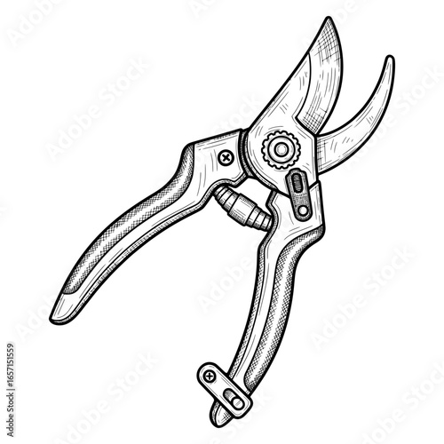 Garden Pruning Shears with Hand-drawn Style