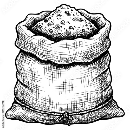 Sack of Soil with Open Top with Hand-drawn Style