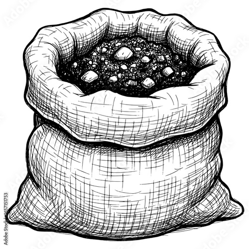 Sack of Soil Rustic Sketch with Hand-drawn Style