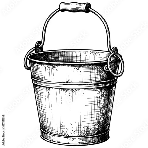 Large Garden Bucket with Hand-drawn Style