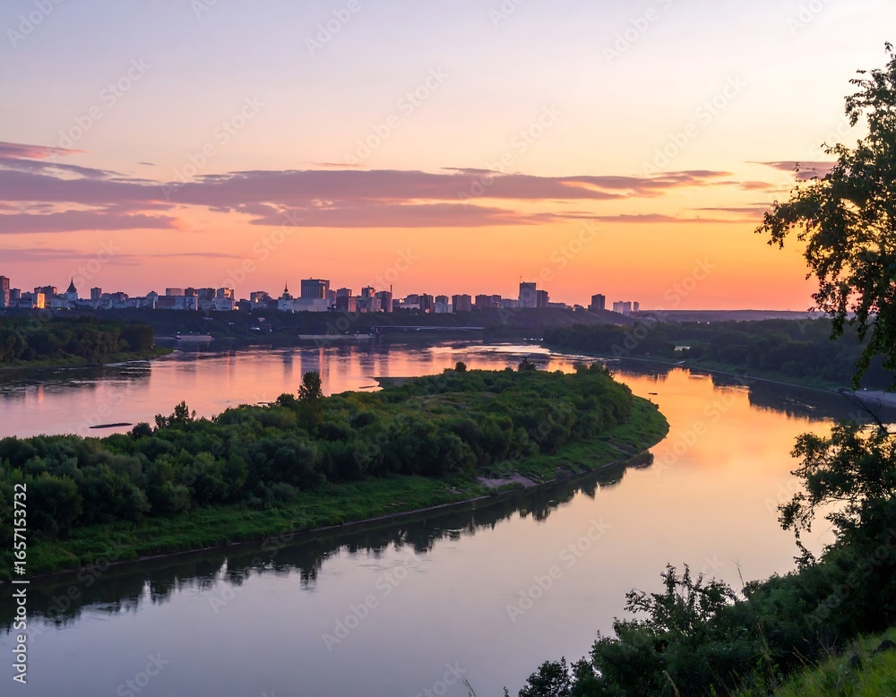 Fototapeta premium River city sunrise