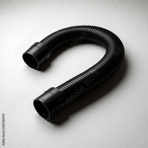 Flexible duct connector, corrugated hose, black industrial product -