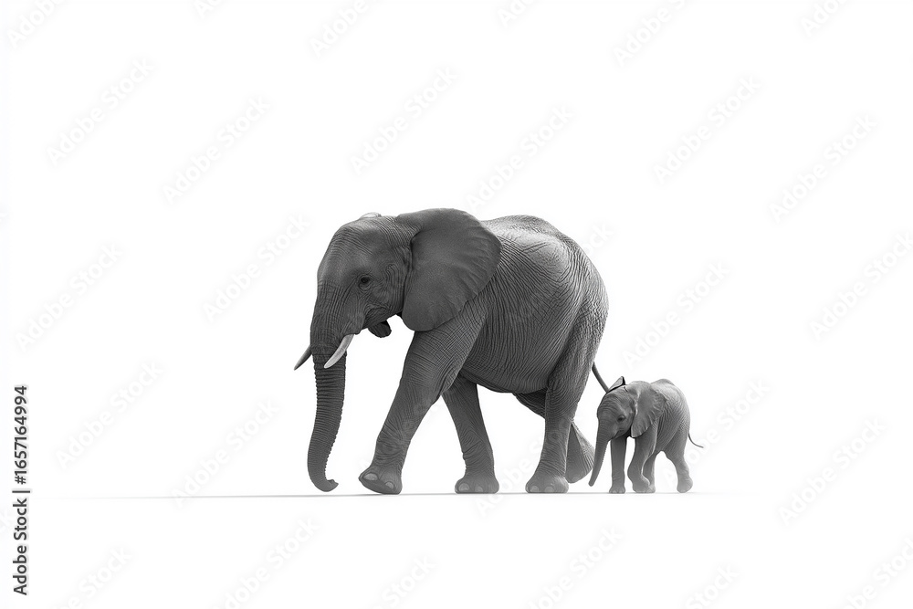 Obraz premium elephant, animal, mammal, wildlife, wild, isolated, family, Baby elephant, zoo, large, safari, standing, heavy, india, walking, tusk, pachyderm, trunk, asia, nature, ears, tusks, huge, kenya