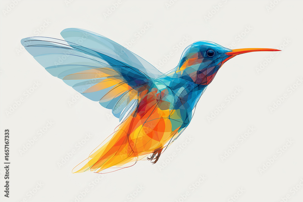 Obraz premium hummingbird, bird, flying, nature, wildlife, green, small, flight, animal, ruby, flower, birds, beak, wings, throated, hovering, red, honey, feathers, humming, ruby-throated, hover, wing, avian, fly, 