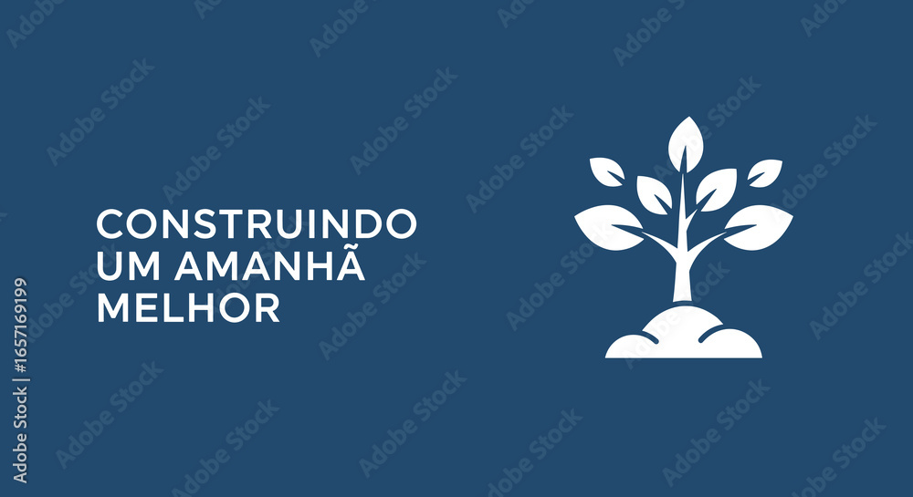 CONSTRUINDO UM AMANHÃ MELHOR. Conceito de sustentabilidade, crescimento e esperança com ícone de árvore. Fundo para apresentação.