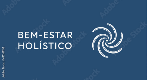 BEM-ESTAR HOLÍSTICO. Conceito de bem-estar, saúde mental e equilíbrio. Símbolo de energia e terapia holística em fundo azul.