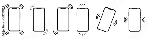 Phone ringing or vibrating icon set. Smartphone incoming call or alarm. Vector 